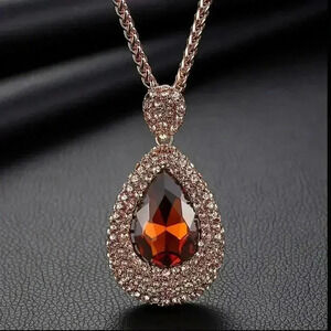 Orange Teardrop Gemstone Necklace